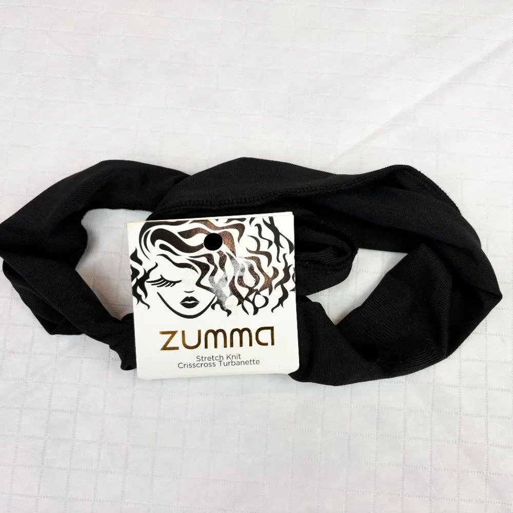 Zumma Black Stretch Knit Crisscross Turbanette Headband